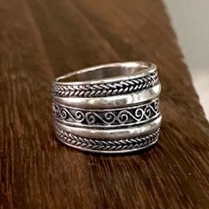 Vintage Sterling Silver Rope Cigar Band Ring Sz 7
